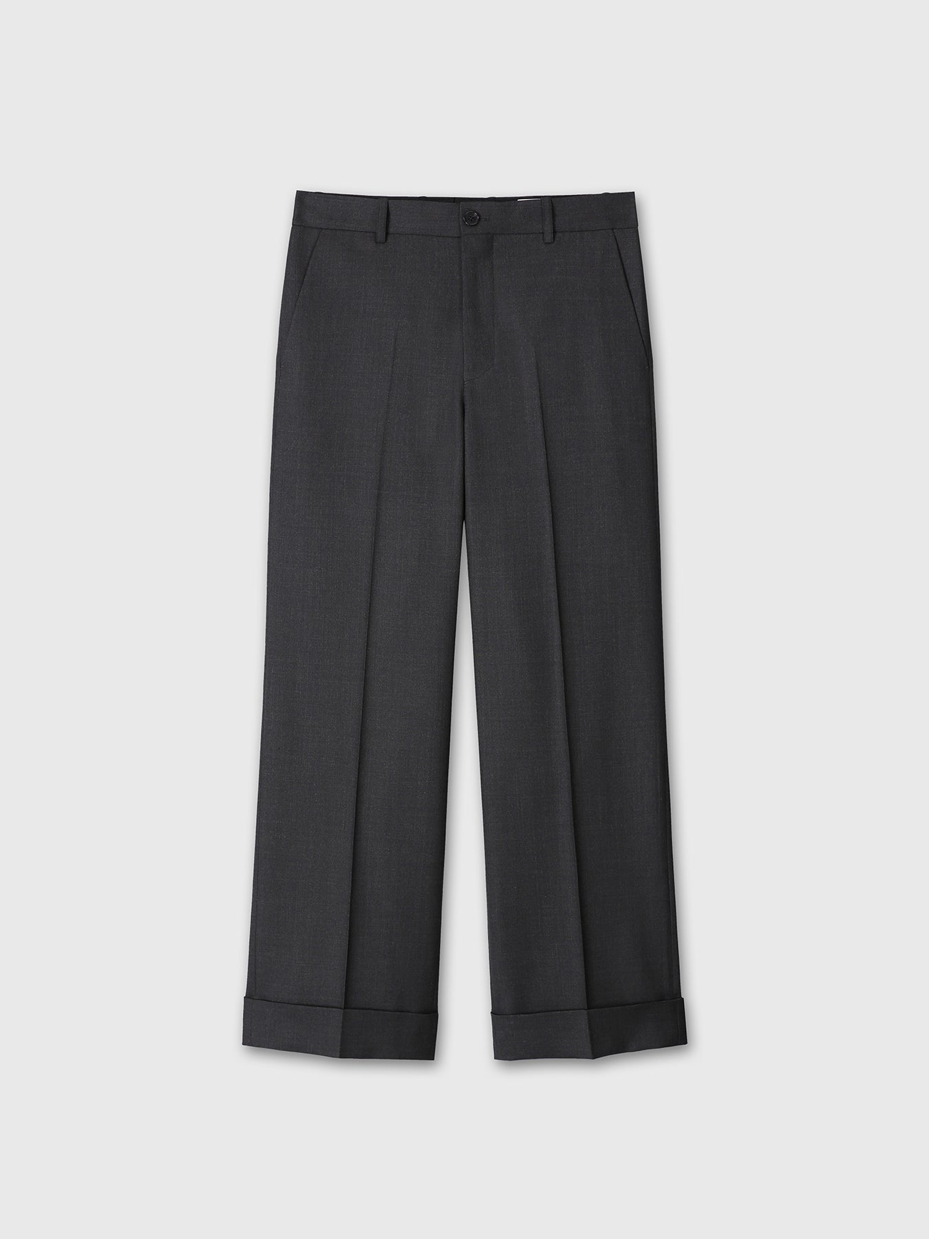 WOOL CUFFED TROUSERS_ CHARCOAL
