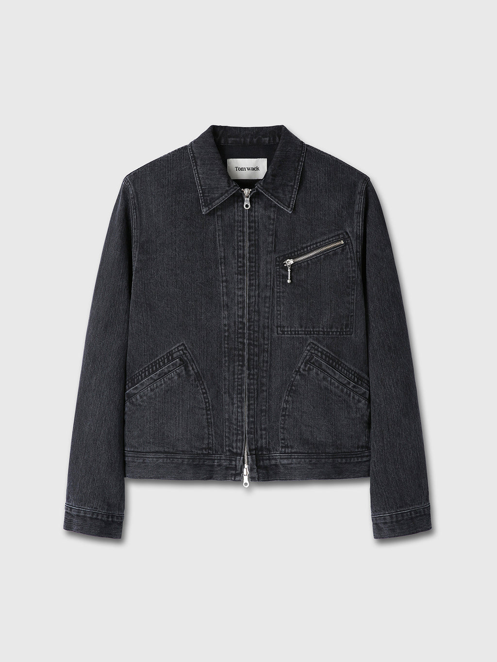 CORD TWILL DENIM ZIPPRERD JACKET_ FADED BLACK