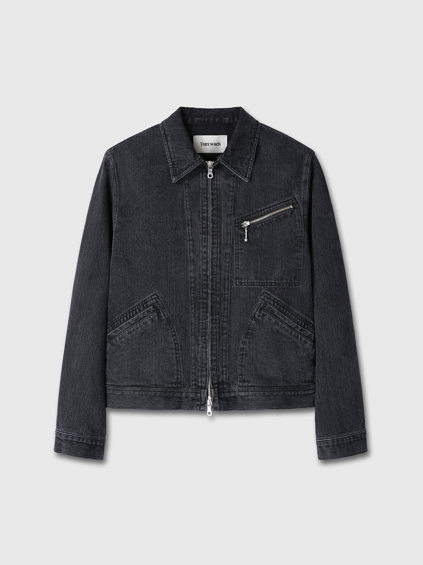 CORD TWILL DENIM ZIPPRERD JACKET_ FADED BLACK