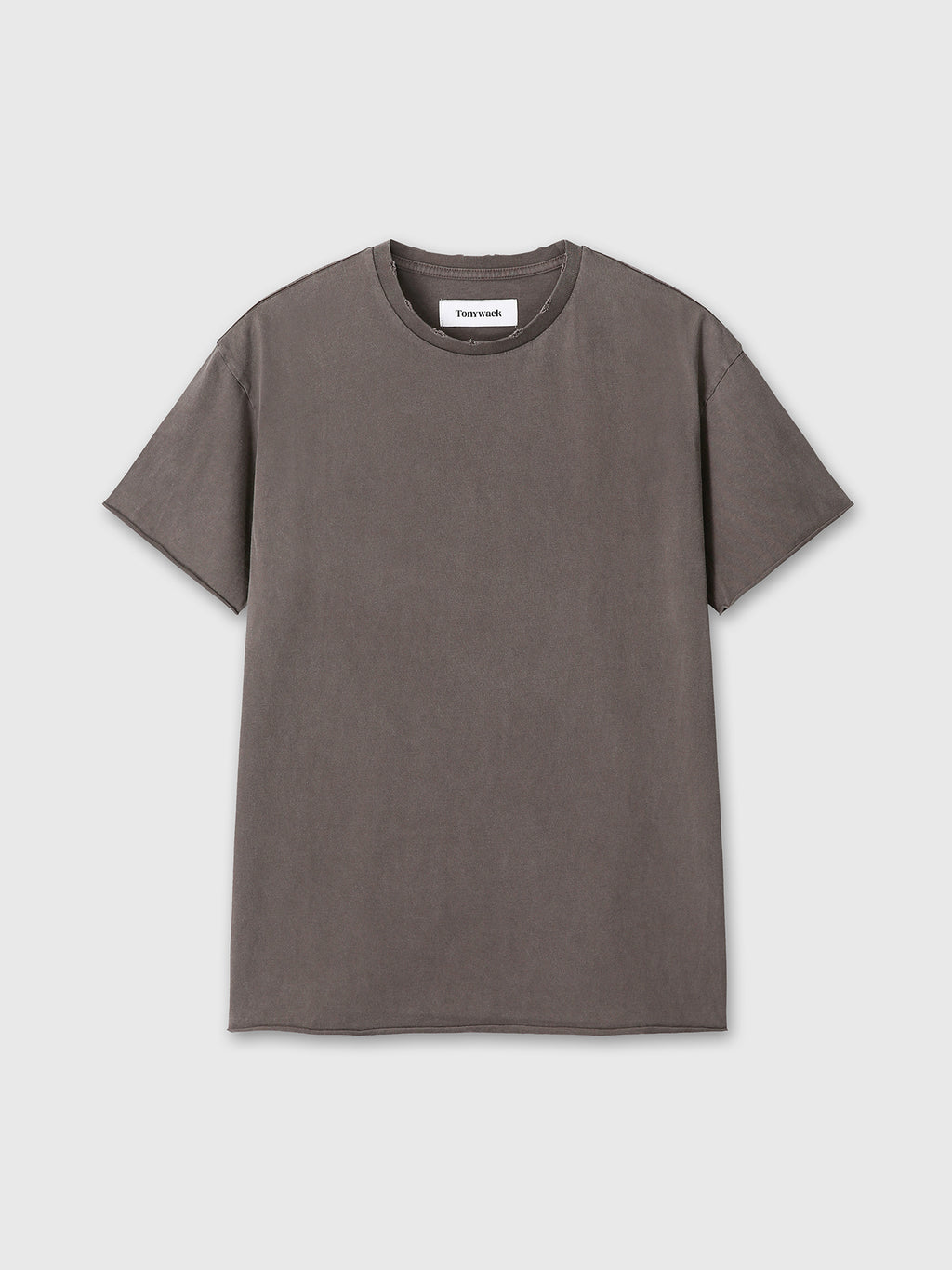GARMENT DYED RAW EDGE T-SHIRT_ FADED BROWN