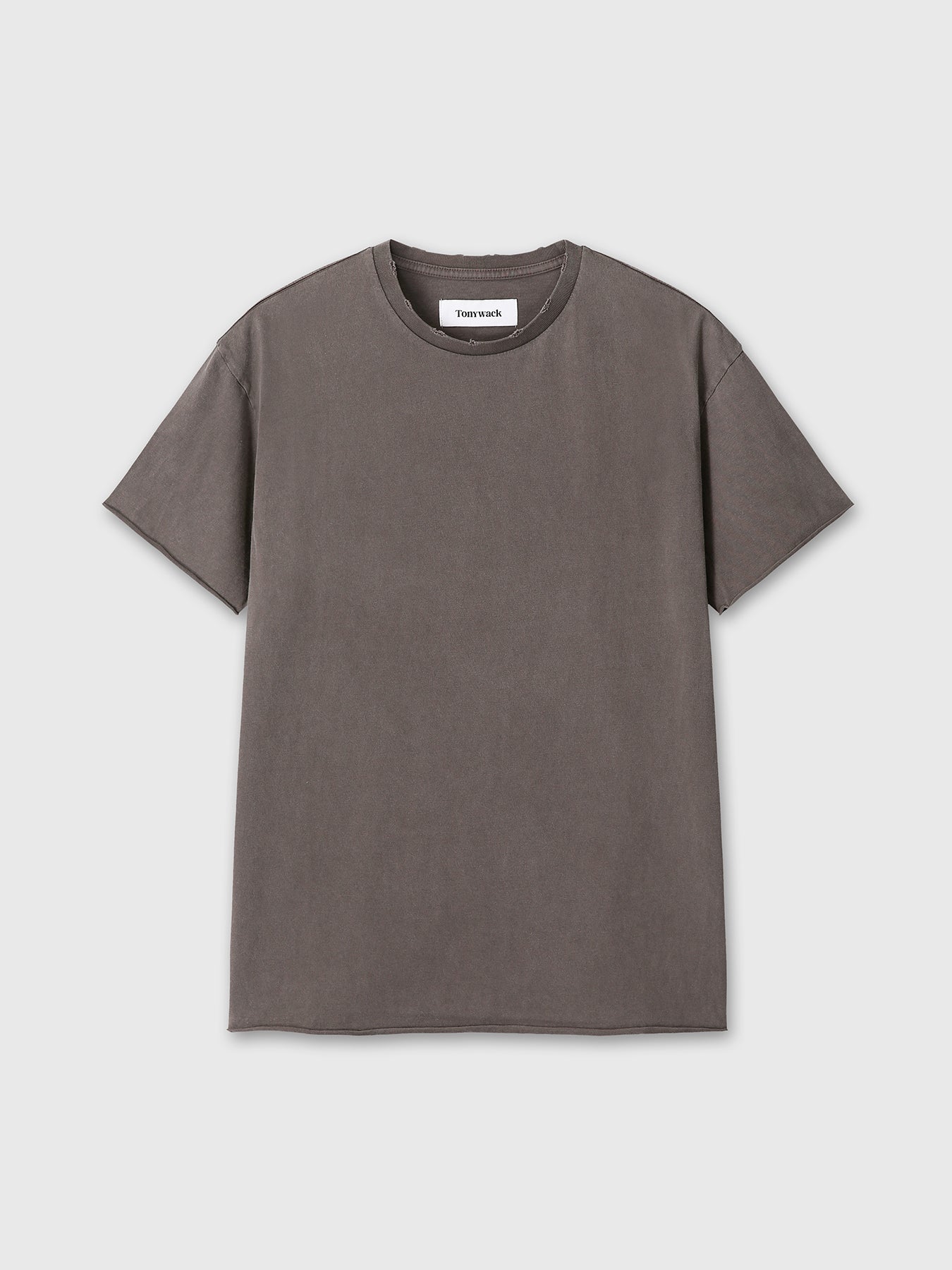 GARMENT DYED RAW EDGE T-SHIRT_ FADED BROWN
