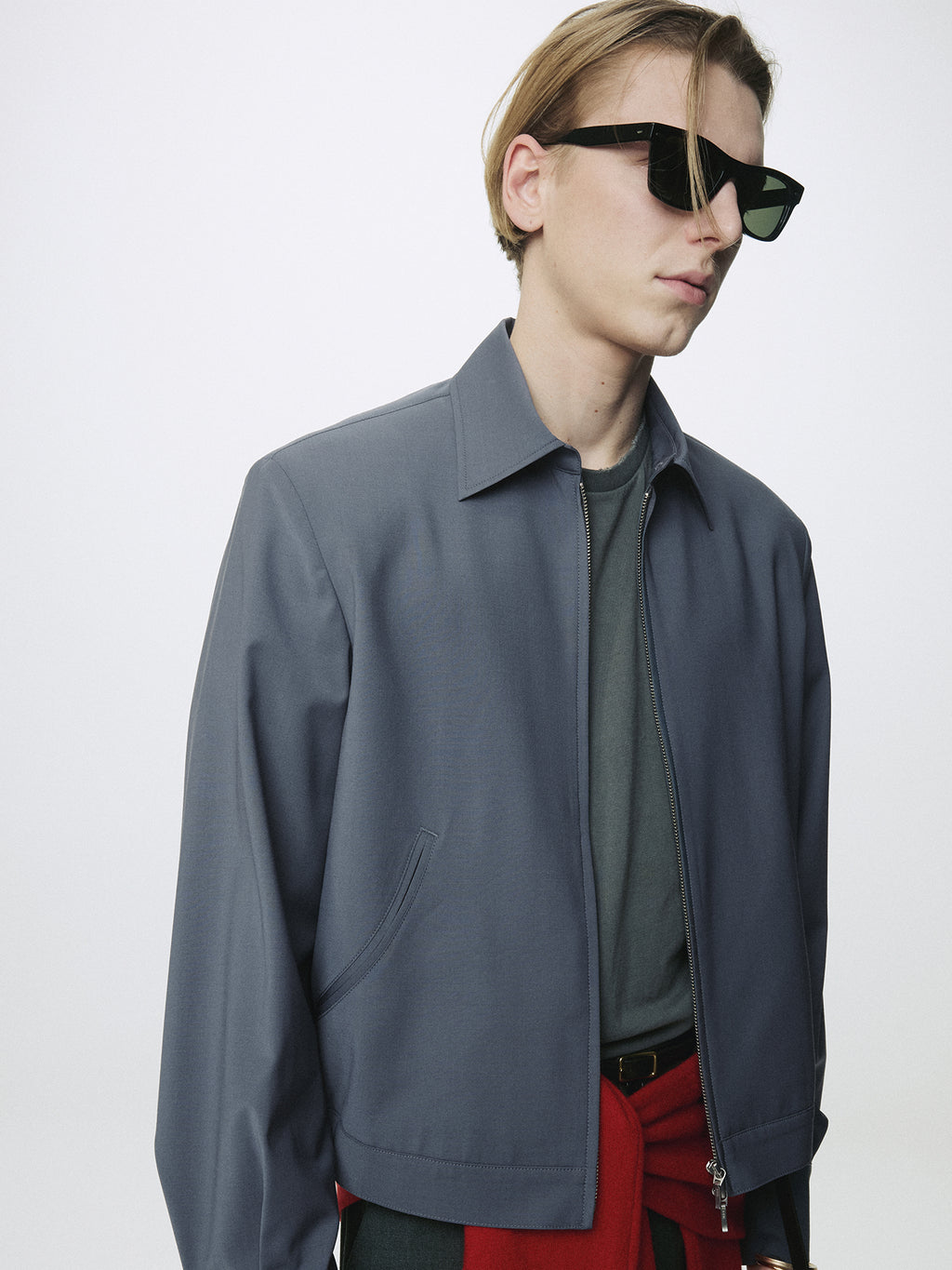TROPICAL WOOL BLOUSON JACKET_ SLATE GREY