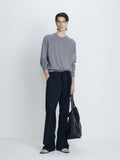 PINSTRIPED WOOL BELTED TROUSERS_ NAVY PINSTRIPE