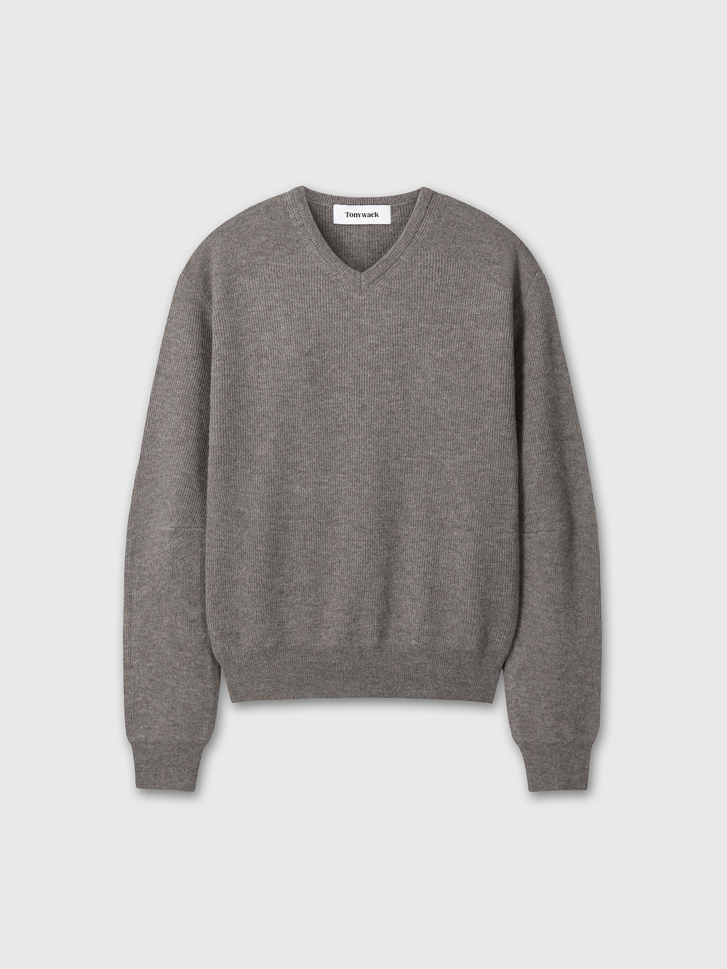 SUPER FINE WOOL COMMANDO V-NECK KNIT_ TAUPE MELANGE