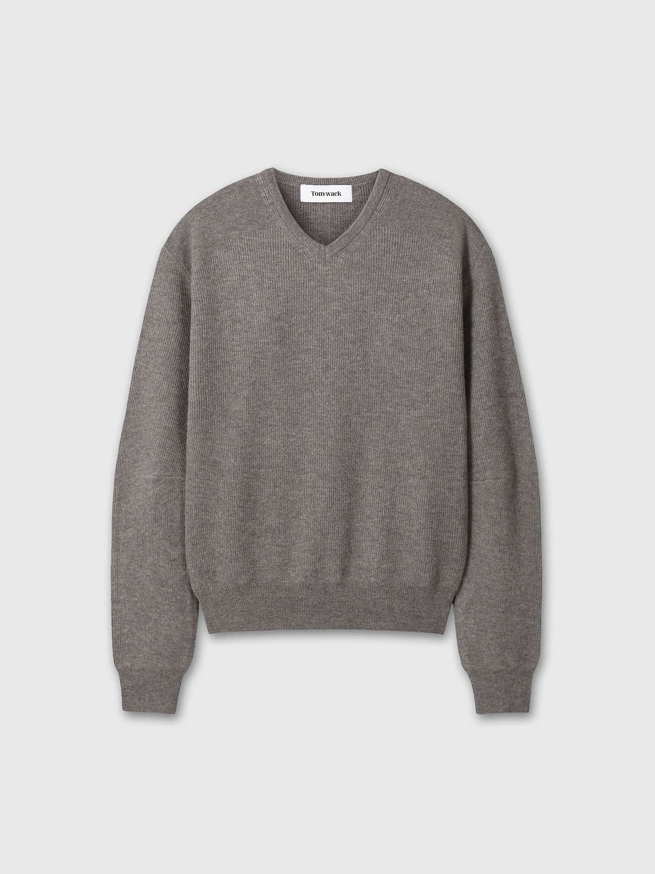 SUPER FINE WOOL COMMANDO V-NECK KNIT_ TAUPE MELANGE