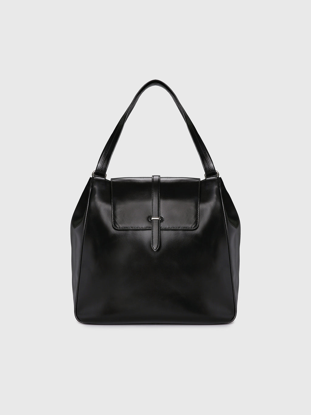 OIL PULL UP LEATHER HOBO BAG_ BLACK