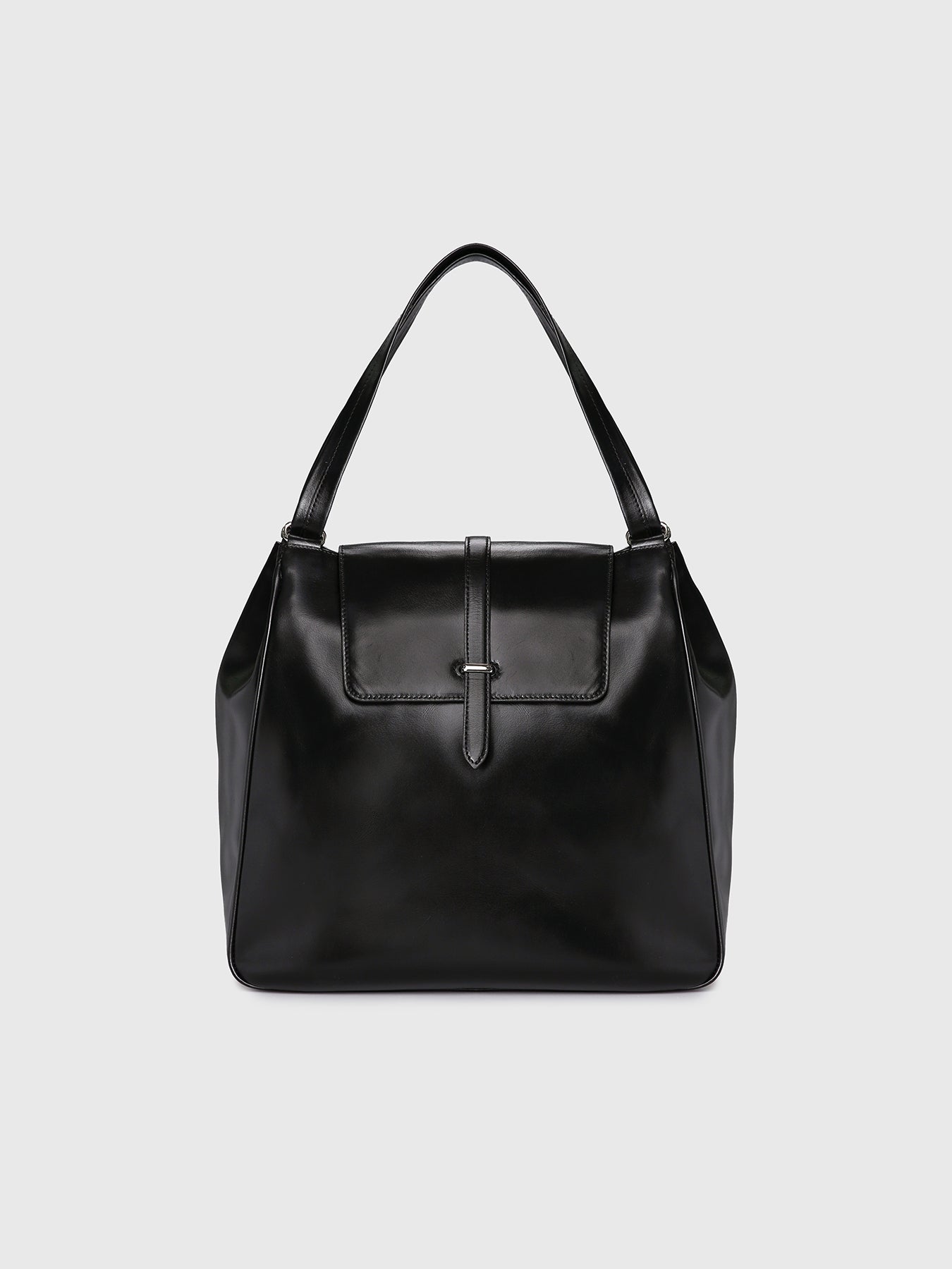 OIL PULL UP LEATHER HOBO BAG_ BLACK