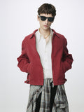 GARMENT DYED CORDUROY ZIP JACKET_ FADED RED