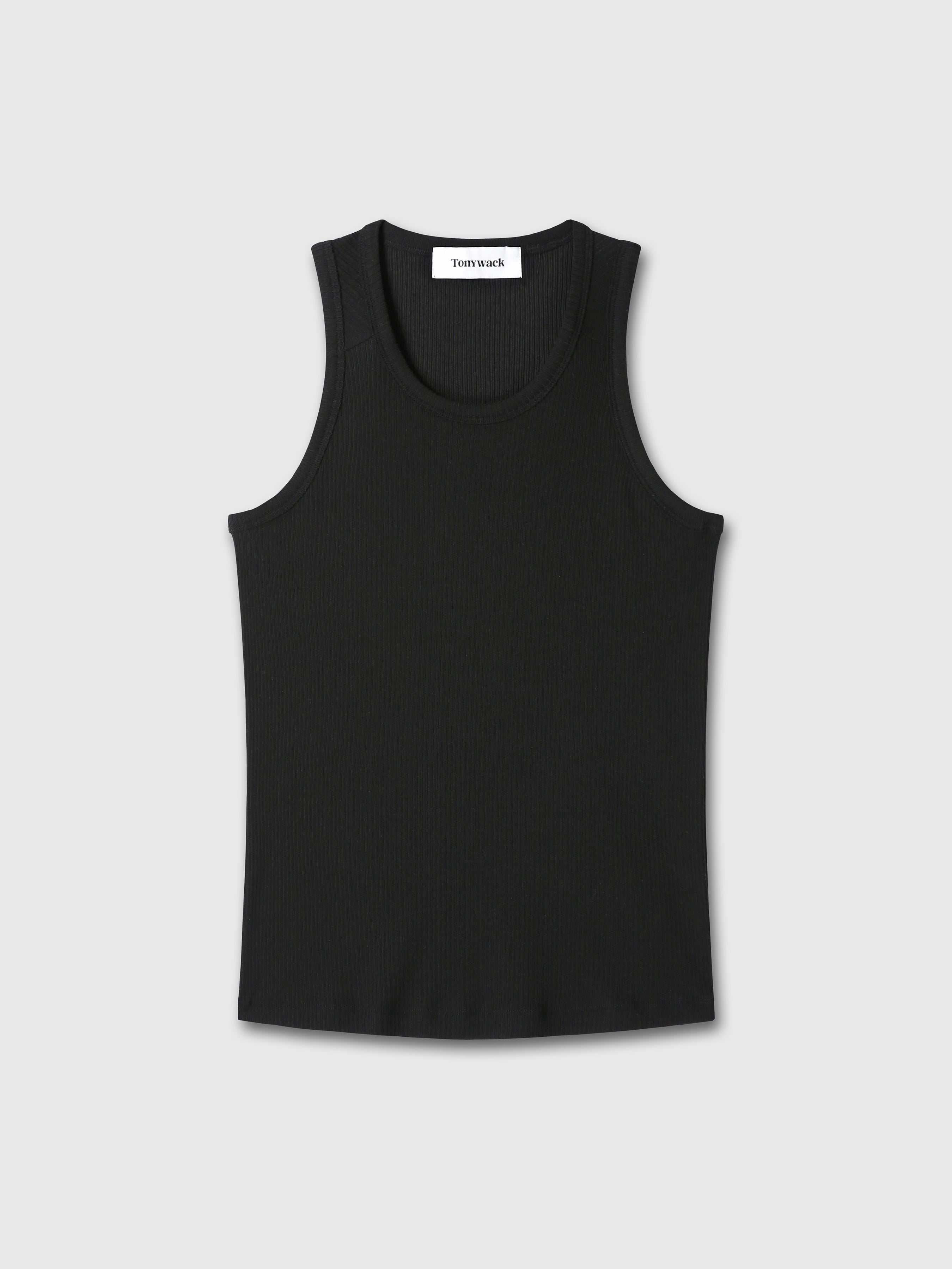 SILK LYOCELL RIB TANK TOP (JAPANESE FABRIC)_ BLACK