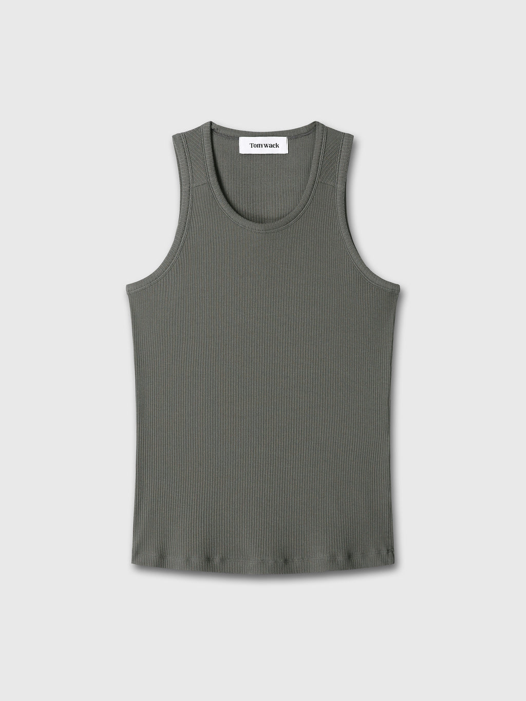 SILK LYOCELL RIB TANK TOP (JAPANESE FABRIC)_ OLIVE CHARCOAL