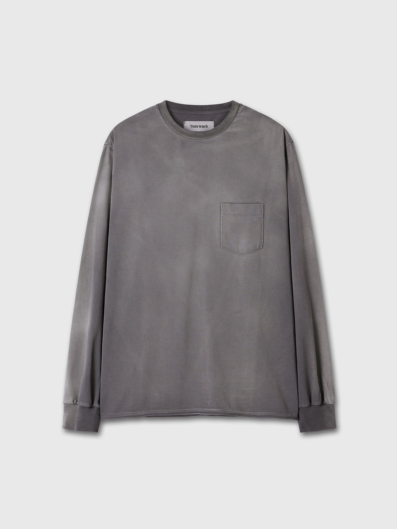 GARMENT DYED LONG SLEEVE CREW_ SMOKE GREY
