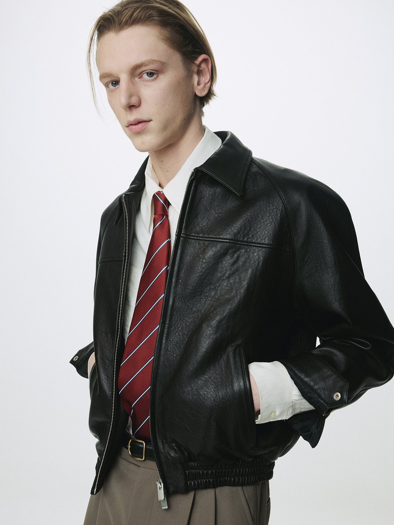 VINTAGE LAMB LEATHER BOMBER JACKET_ BLACK