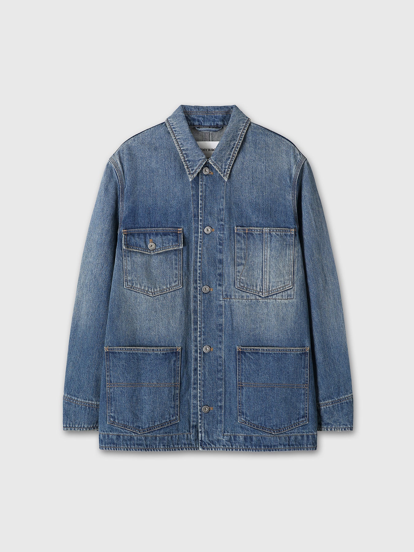 GARMENT WASHED DENIM CHORE JACKET_ WASHED BLUE
