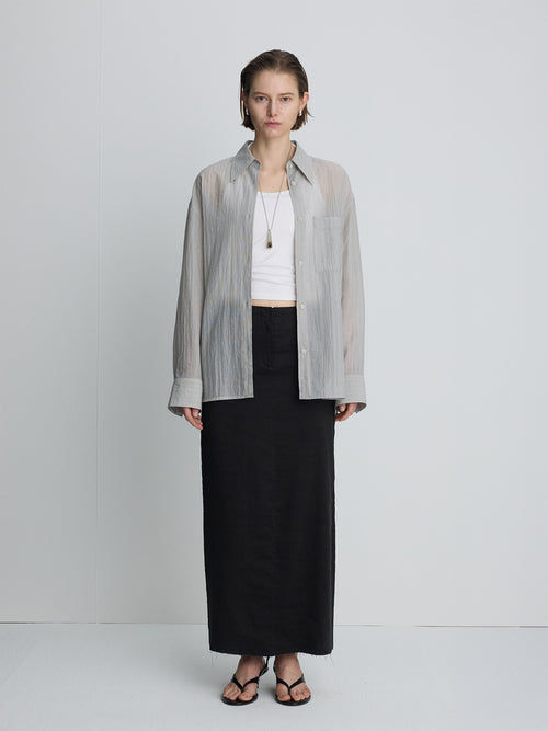 (W) LINEN RELAXED MAXI SKIRT_ VINTAGE CARBON