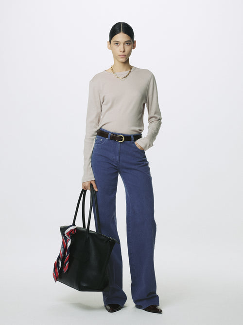(W) COTTON CASHMERE ESSENTIAL TOP_ ARCTIC GREY
