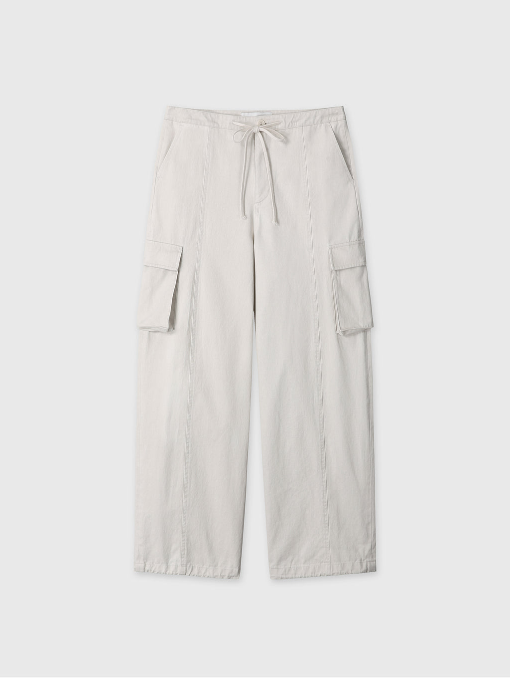 (W) COTTON DRAWSTRING CARGO TROUSERS_ IVORY