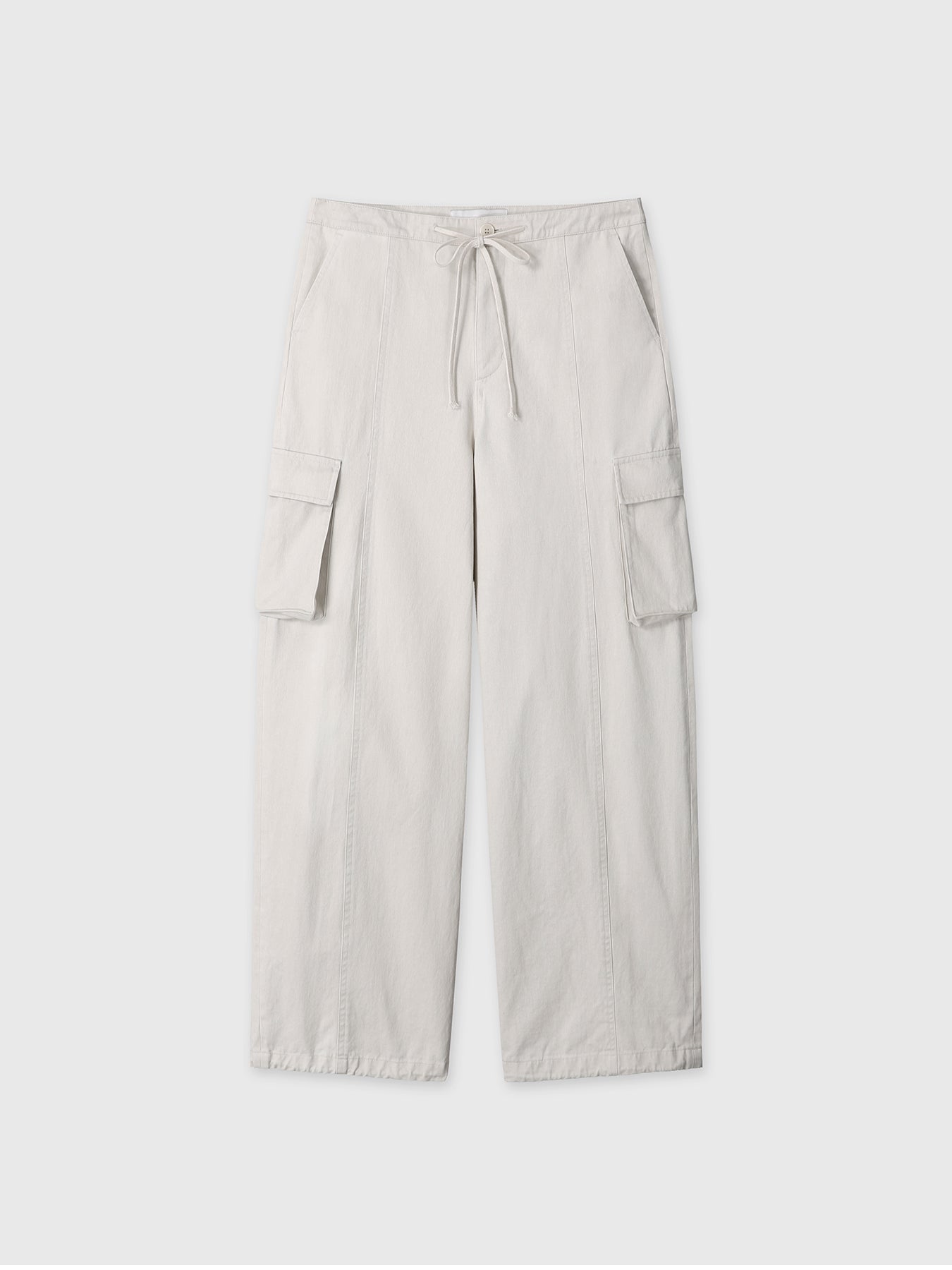 (W) COTTON DRAWSTRING CARGO TROUSERS_ IVORY