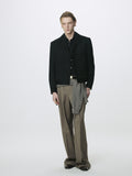 WOOL CROPPED TAILORED BLOUSON_ BLACK