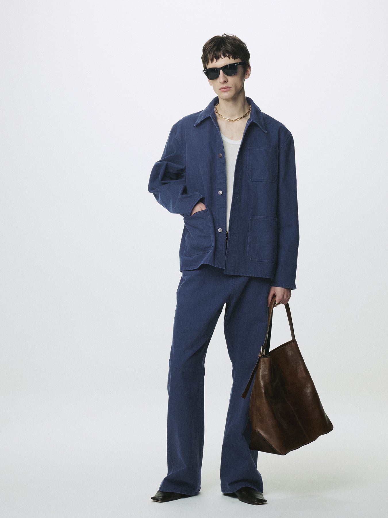 GARMENT WASHED COTTON TWILL UTILITY JACKET_ PURPLE BLUE