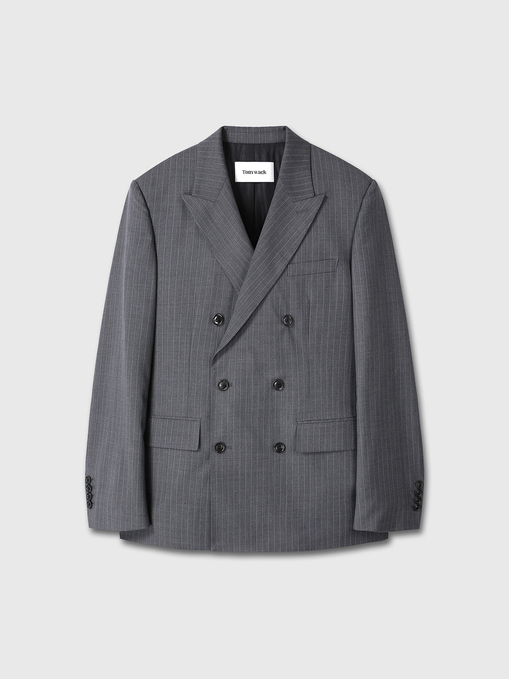 STRIPED WOOL DOUBLE-BREASTED TAILORED JACKET_ GREY STRIPE