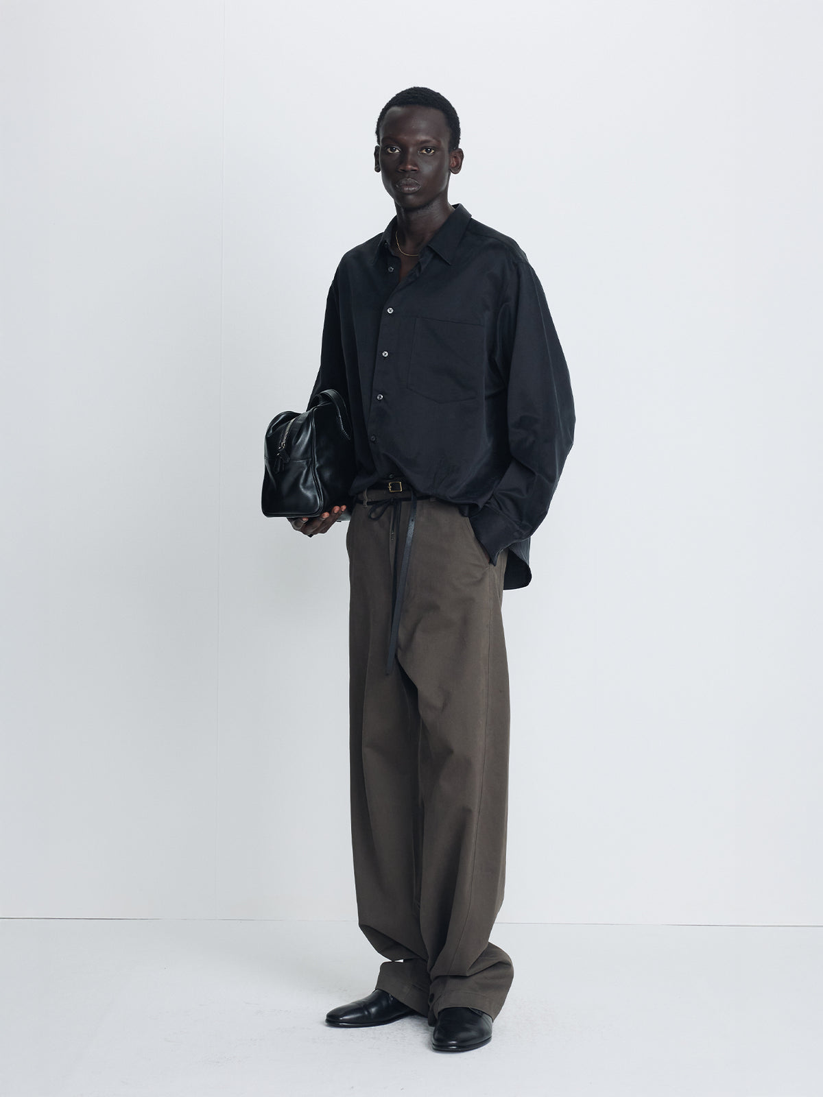 SILK COTTON ESSENTIAL SHIRT_ BLACK