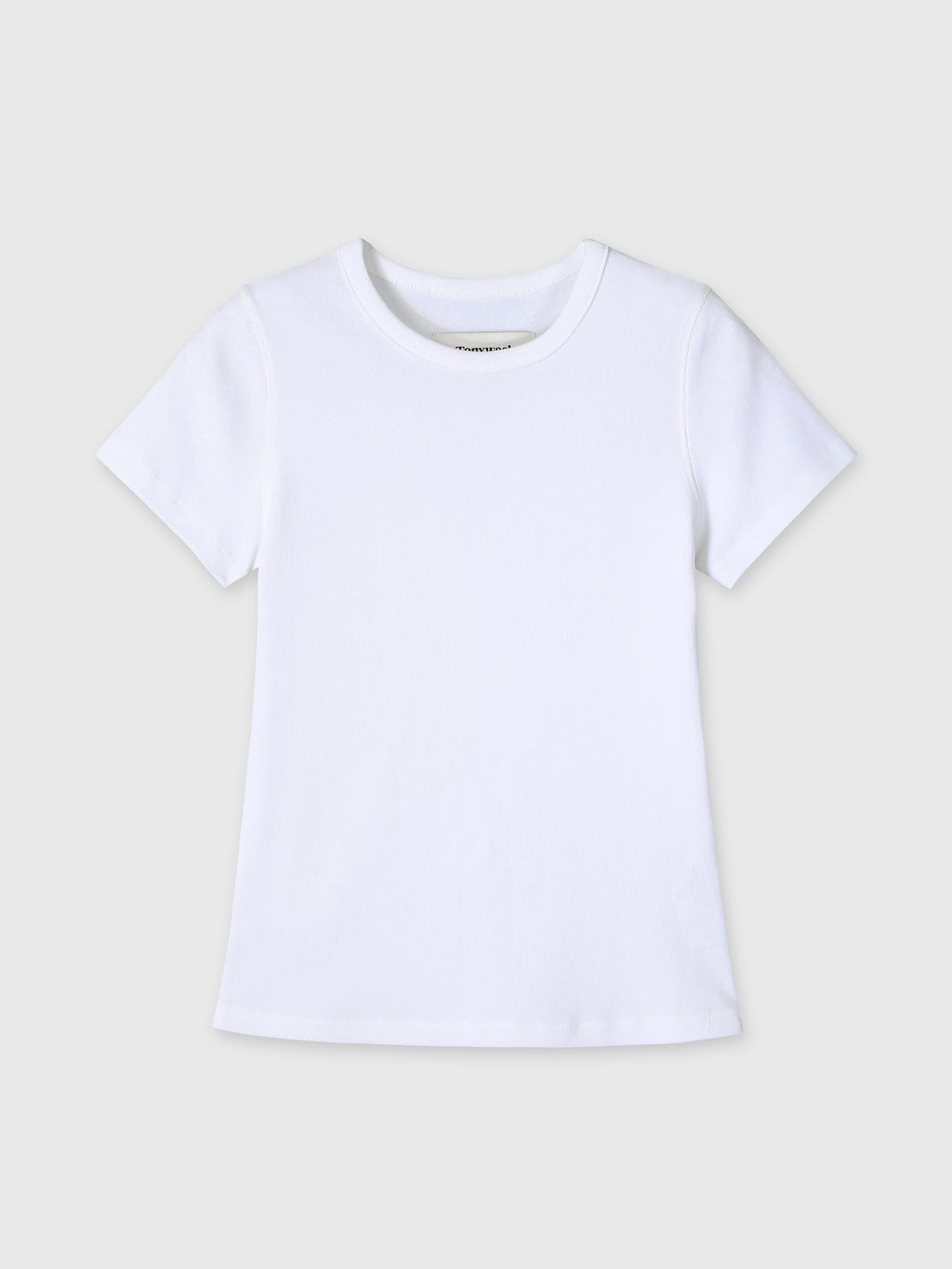 (W) RIBBED HALF SLEEVE T-SHIRTS_ WHITE