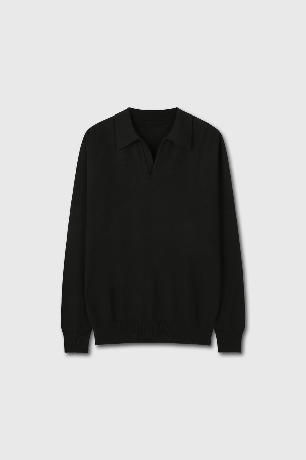 High Count Whole Garment Saddle Neck Knit_ Black