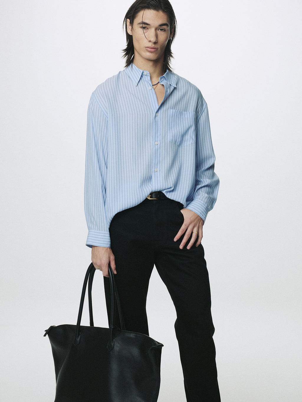 STRIPED LYOCELL SHIRT (JAPANESE FABRIC)_ SKYBLUE STRIPE