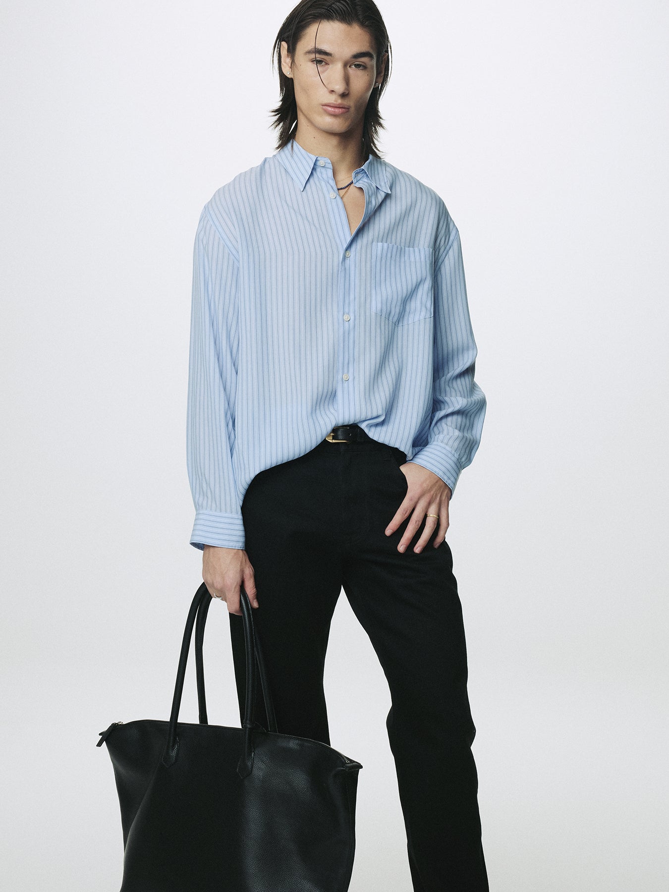 STRIPED LYOCELL SHIRT (JAPANESE FABRIC)_ SKYBLUE STRIPE