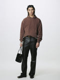 GARMENT DYED RAW EDGE HOODIE_ FADED RED