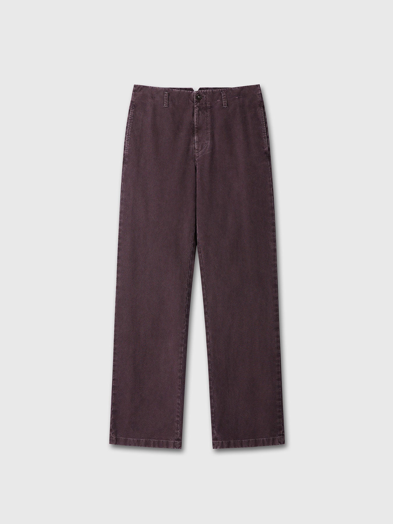GARMENT DYED COTTON STRAIGHT PANTS_ FADED BURGUNDY