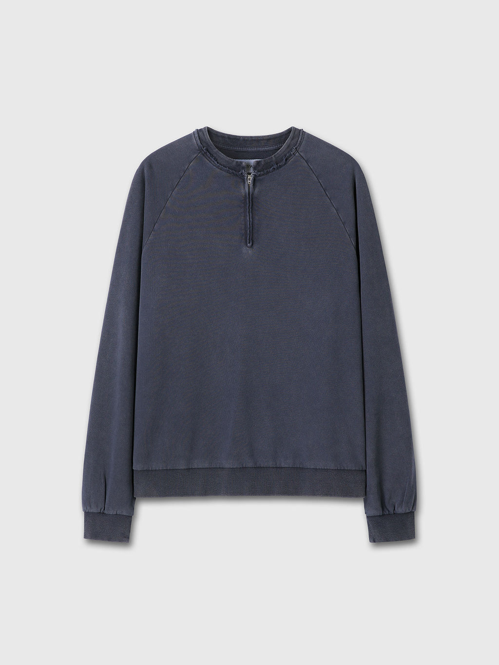 GARMENT DYED ZIP SWEATSHIRT_ FADED NAVY