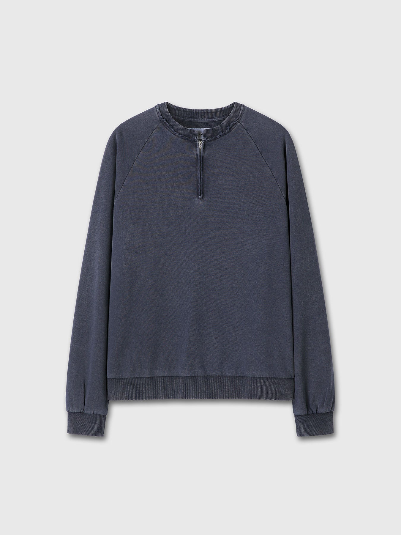 GARMENT DYED ZIP SWEATSHIRT_ FADED NAVY