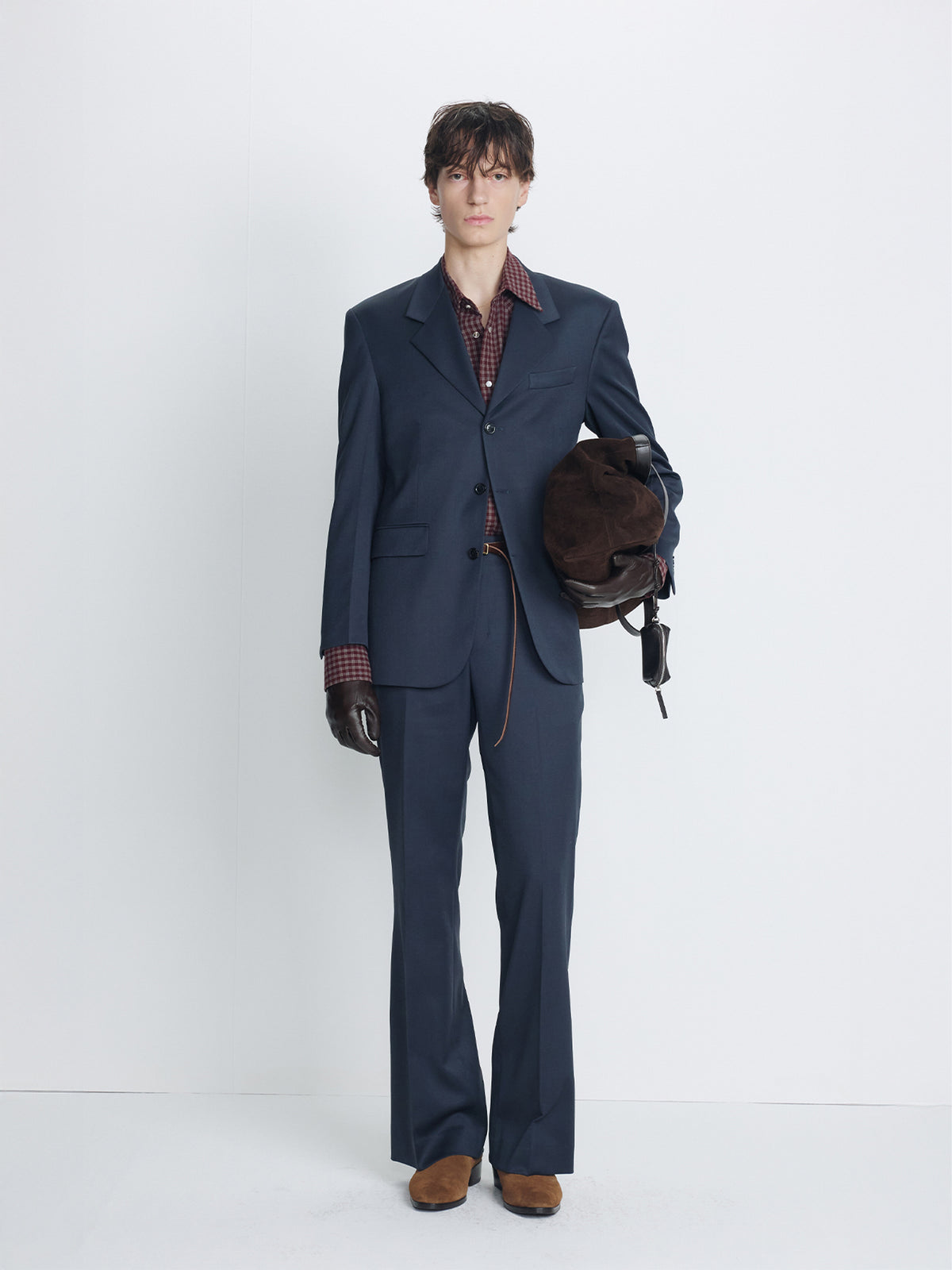 WOOL BLEND TAILORED BLAZER_ SLATE GREY