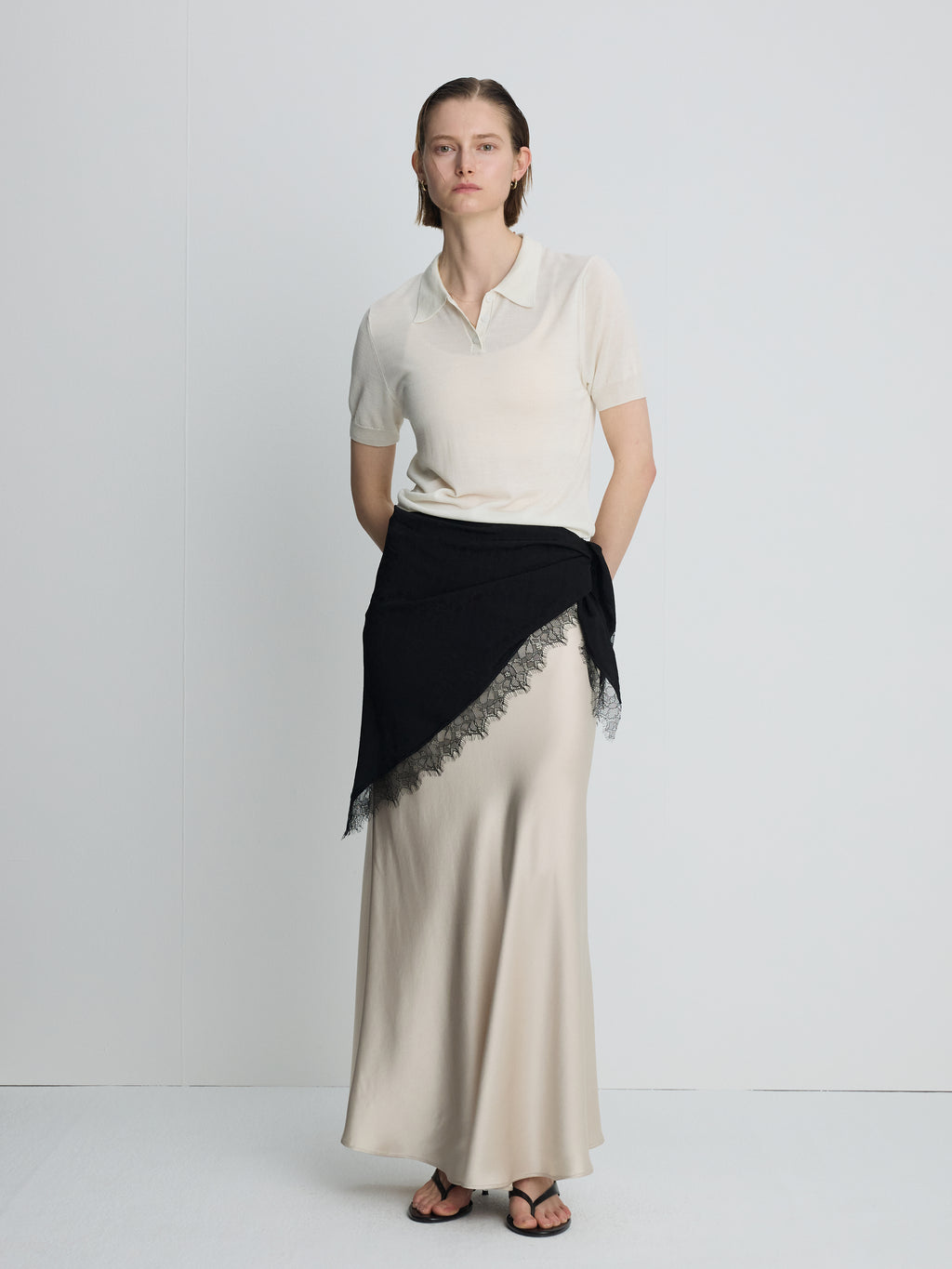 (W) SLIP MAXI SKIRT_ BEIGE