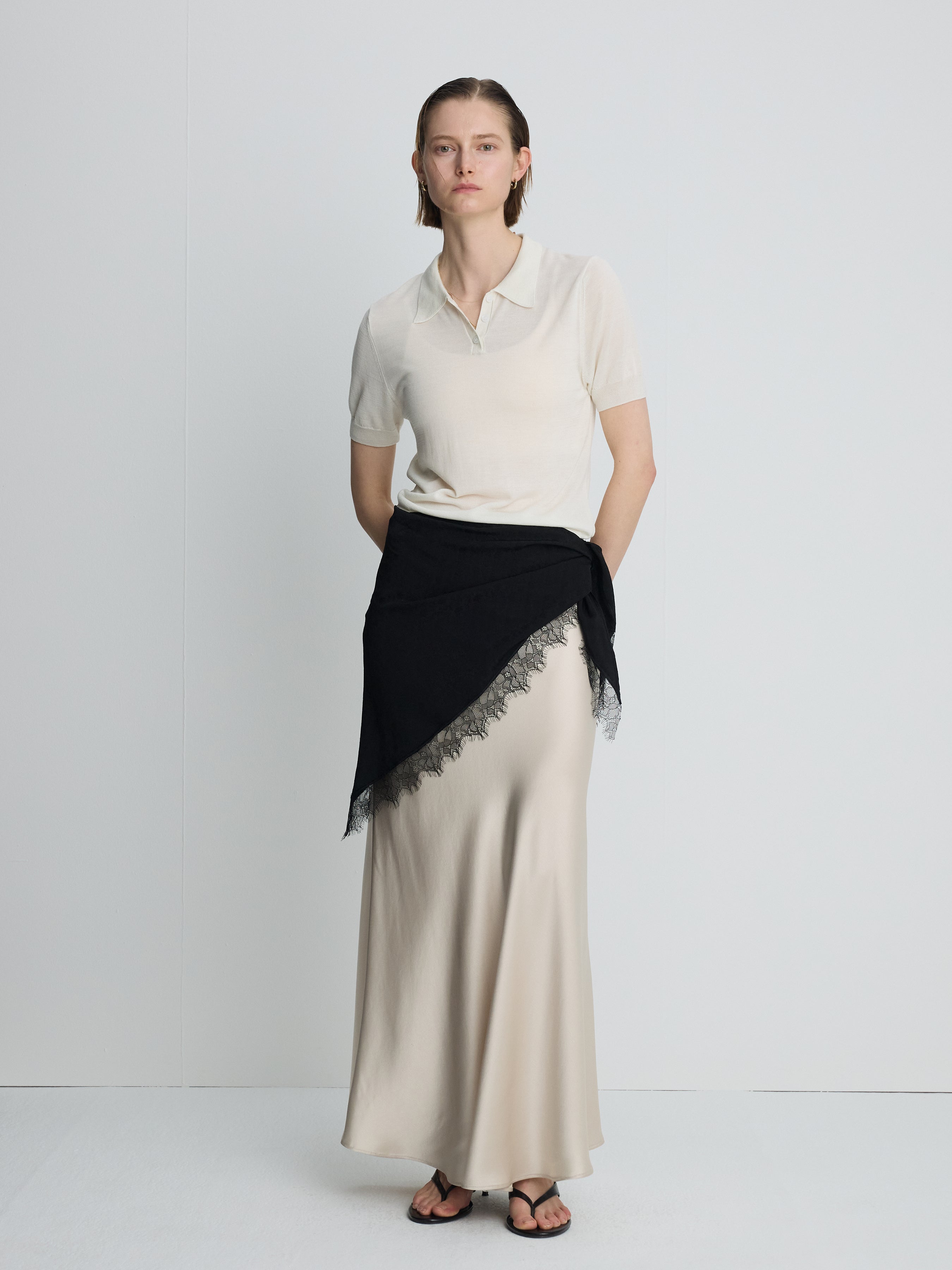 (W) SLIP MAXI SKIRT_ BEIGE