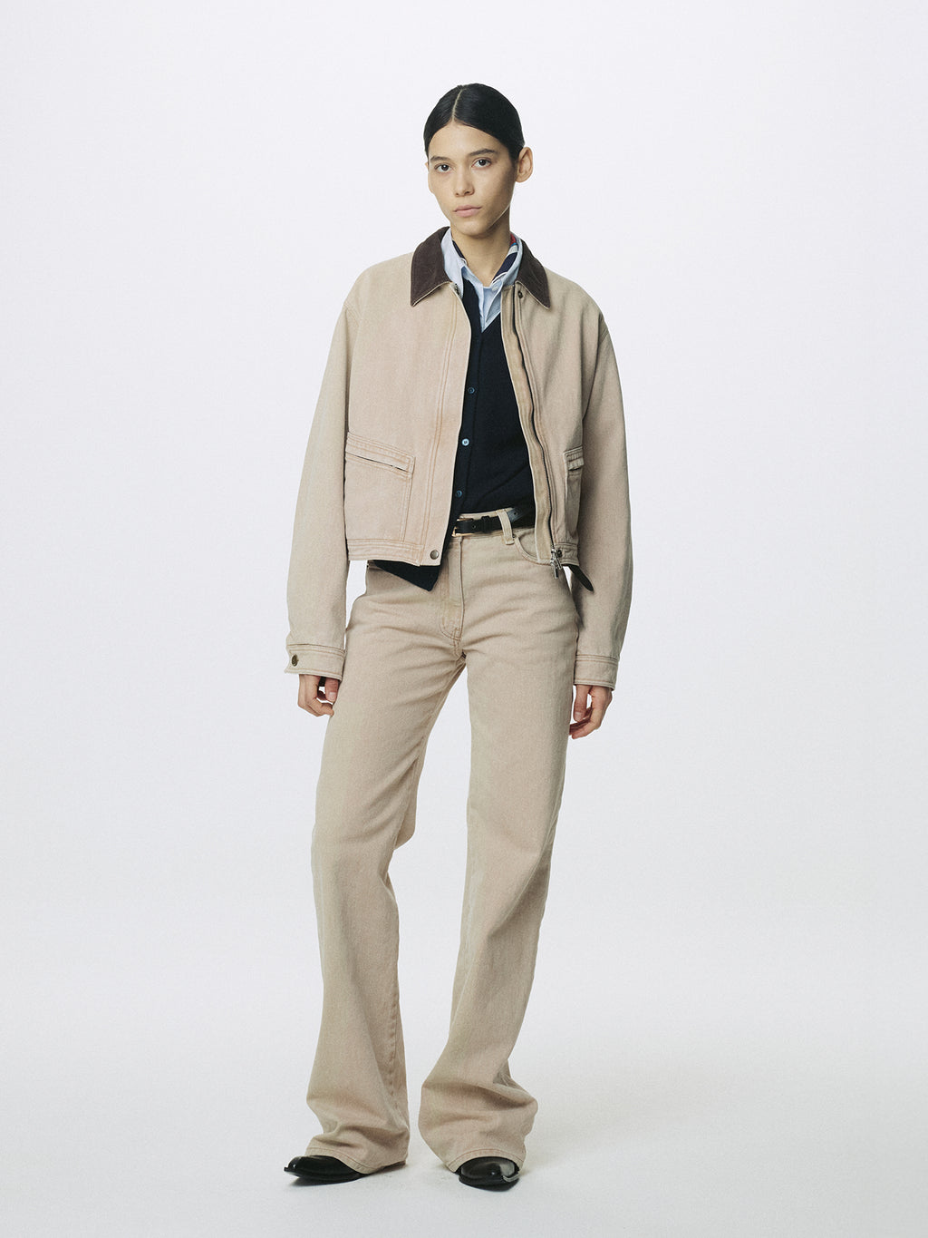 (W) WASHED COTTON STRAIGHT PANTS_ WASHED BEIGE