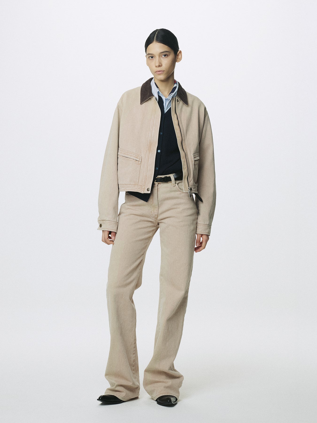(W) WASHED COTTON STRAIGHT PANTS_ WASHED BEIGE