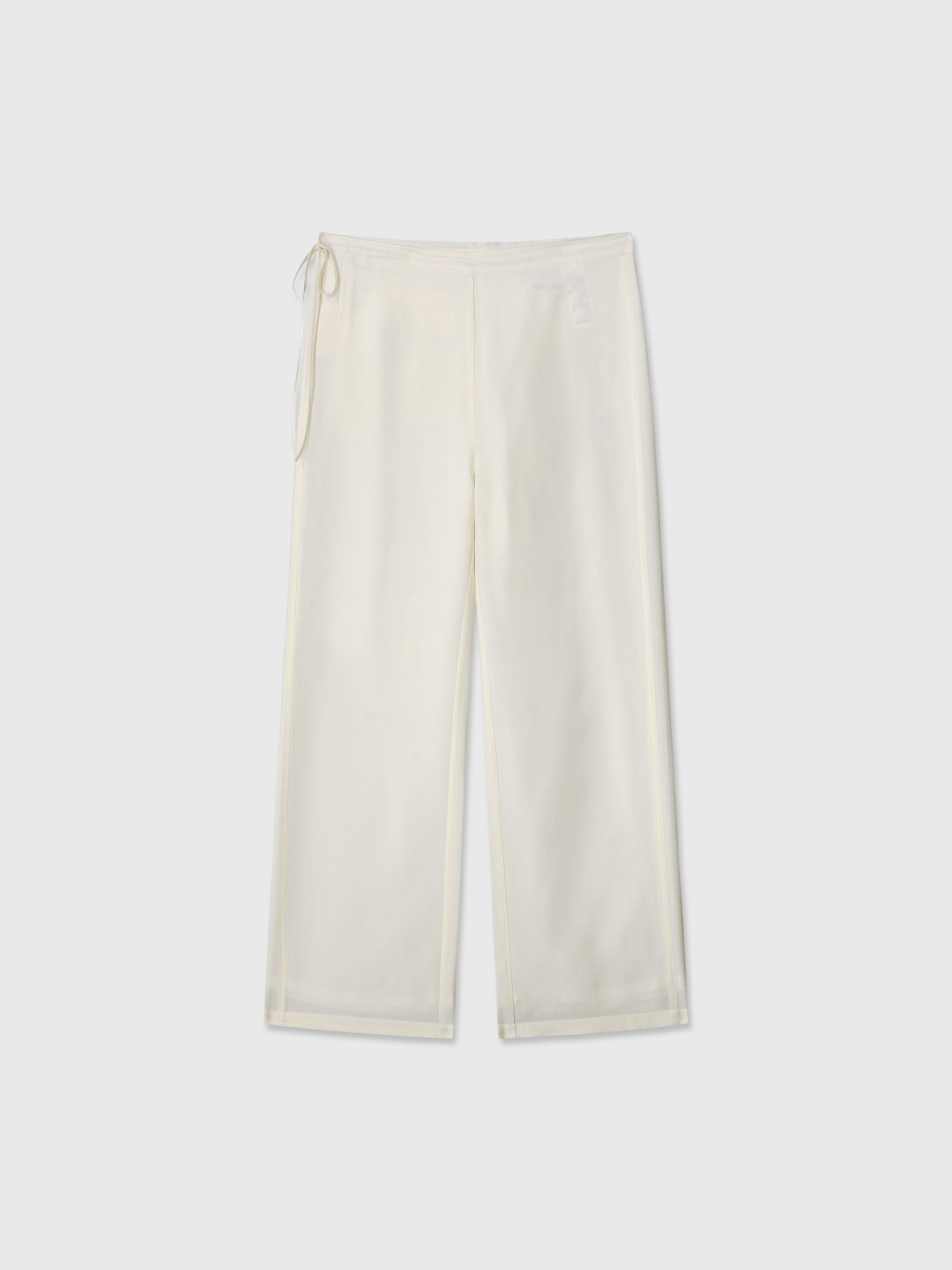 (W) SILK TWILL LOUNGE PANTS_ IVORY