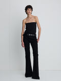 (W) LOW-RISE DENIM BOOTCUT TROUSERS_ WASHED BLACK