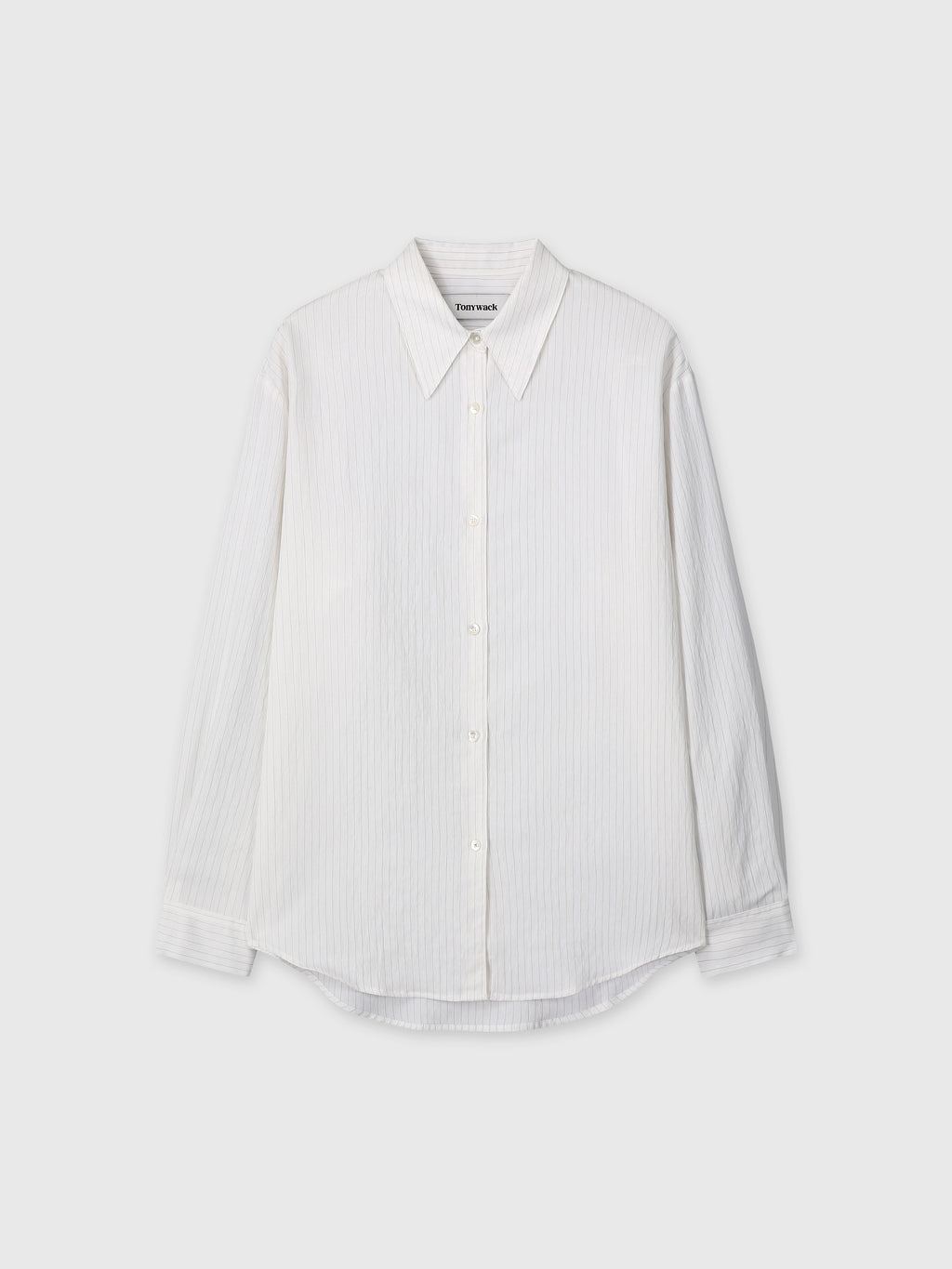 (W) AIRY STRIPED OVER SHIRT_ IVORY