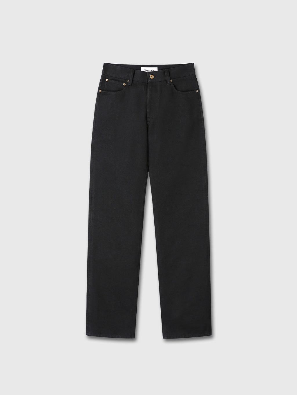 (W) TWISTED SEAM STRAIGHT-LEG DENIM JEANS_ BLACK