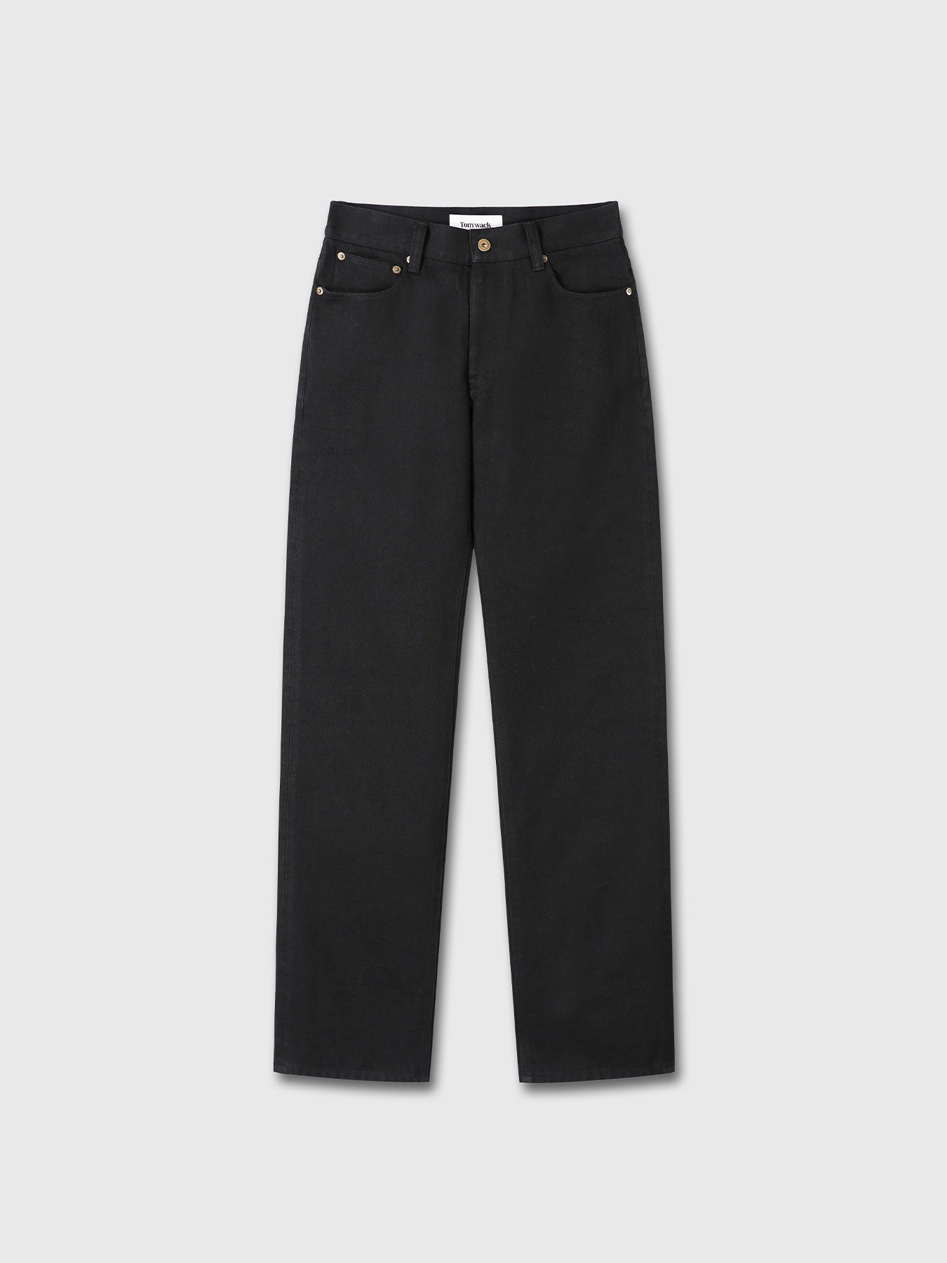 (W) TWISTED SEAM STRAIGHT-LEG DENIM JEANS_ BLACK