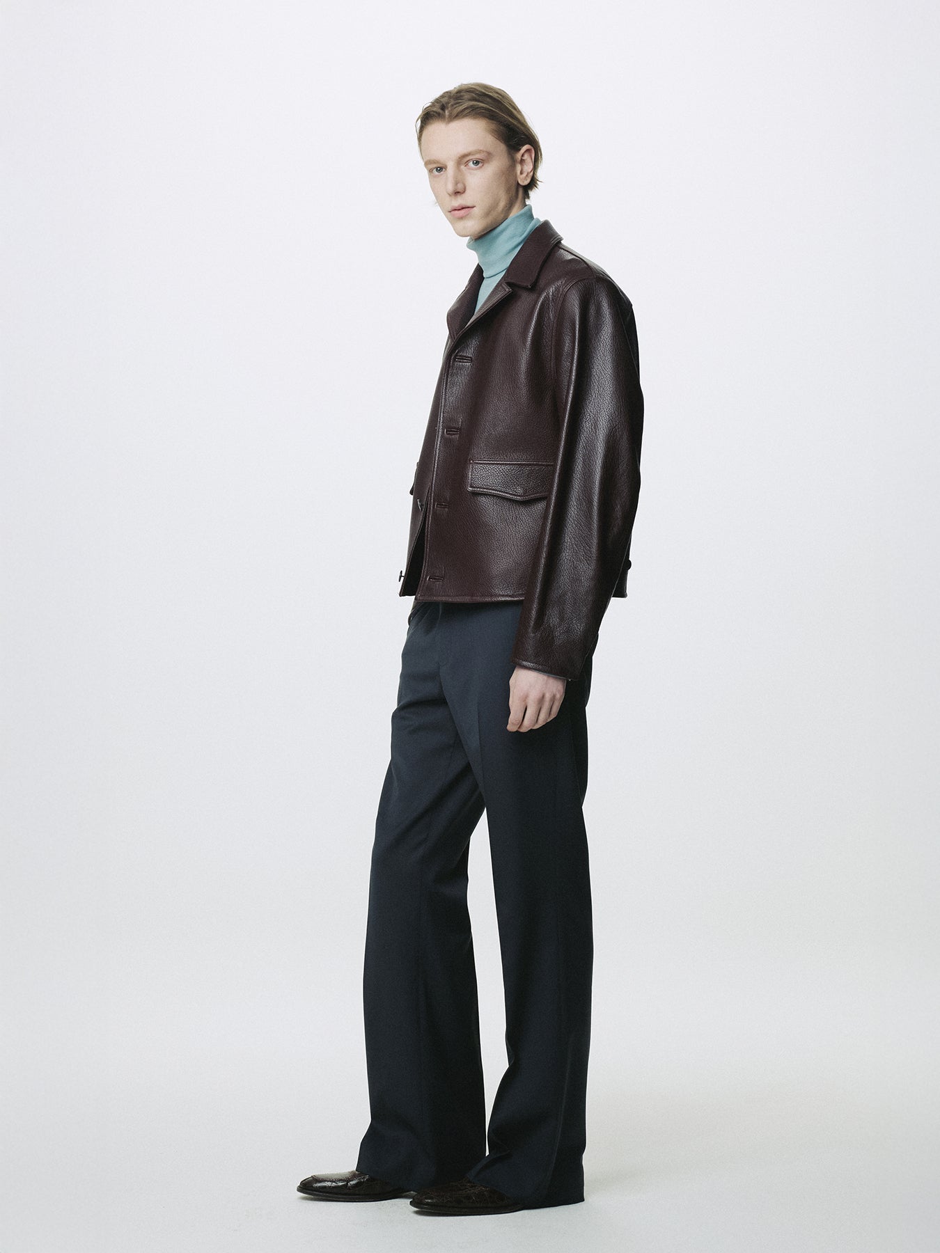VINTAGE LAMB LEATHER BLOUSON_ BRICK BROWN
