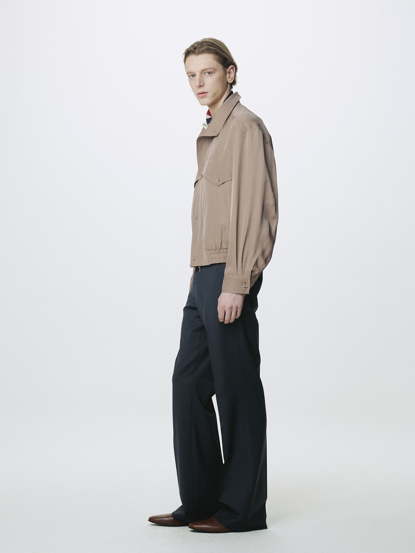 OVERSIZED STAND COLLAR BLOUSON_ SAND