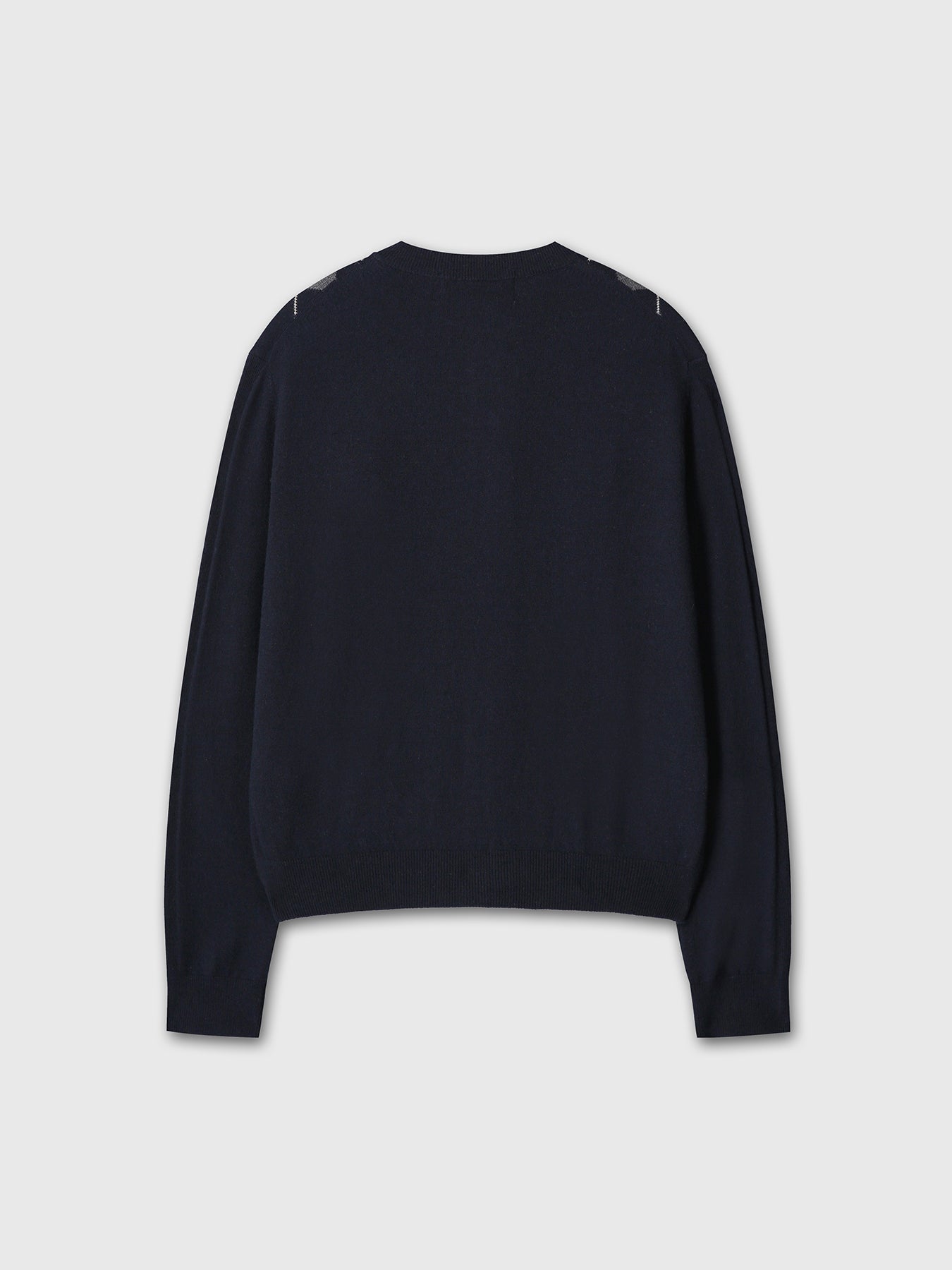 MERINO WOOL ARGYLE CARDIGAN_ NAVY/GREY
