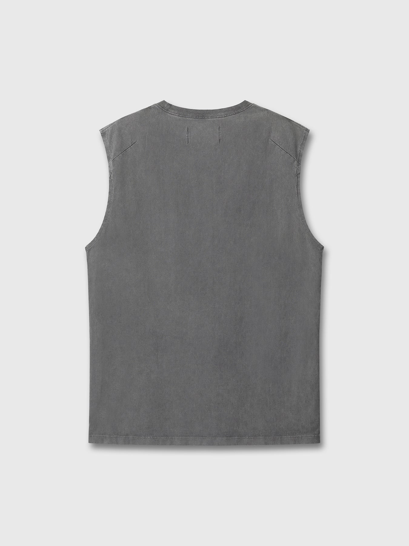 GARMENT-DYED PATCH POCKET SLEEVELESS_ FADED CARBON