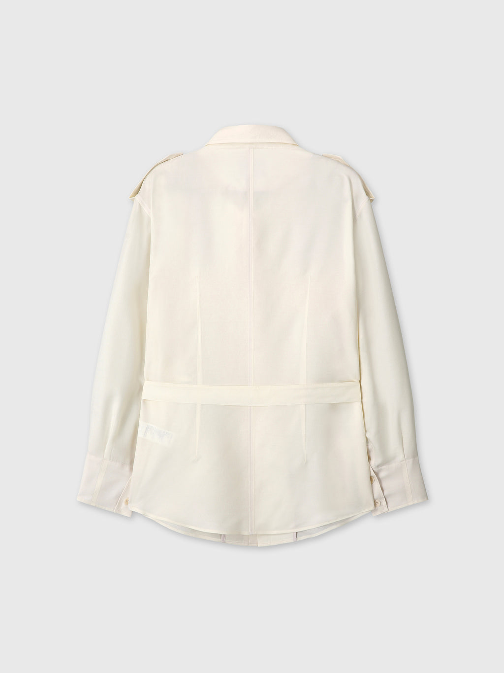 (W) SILK TWILL MILITARY FIELD SHIRT JACKET_ IVORY