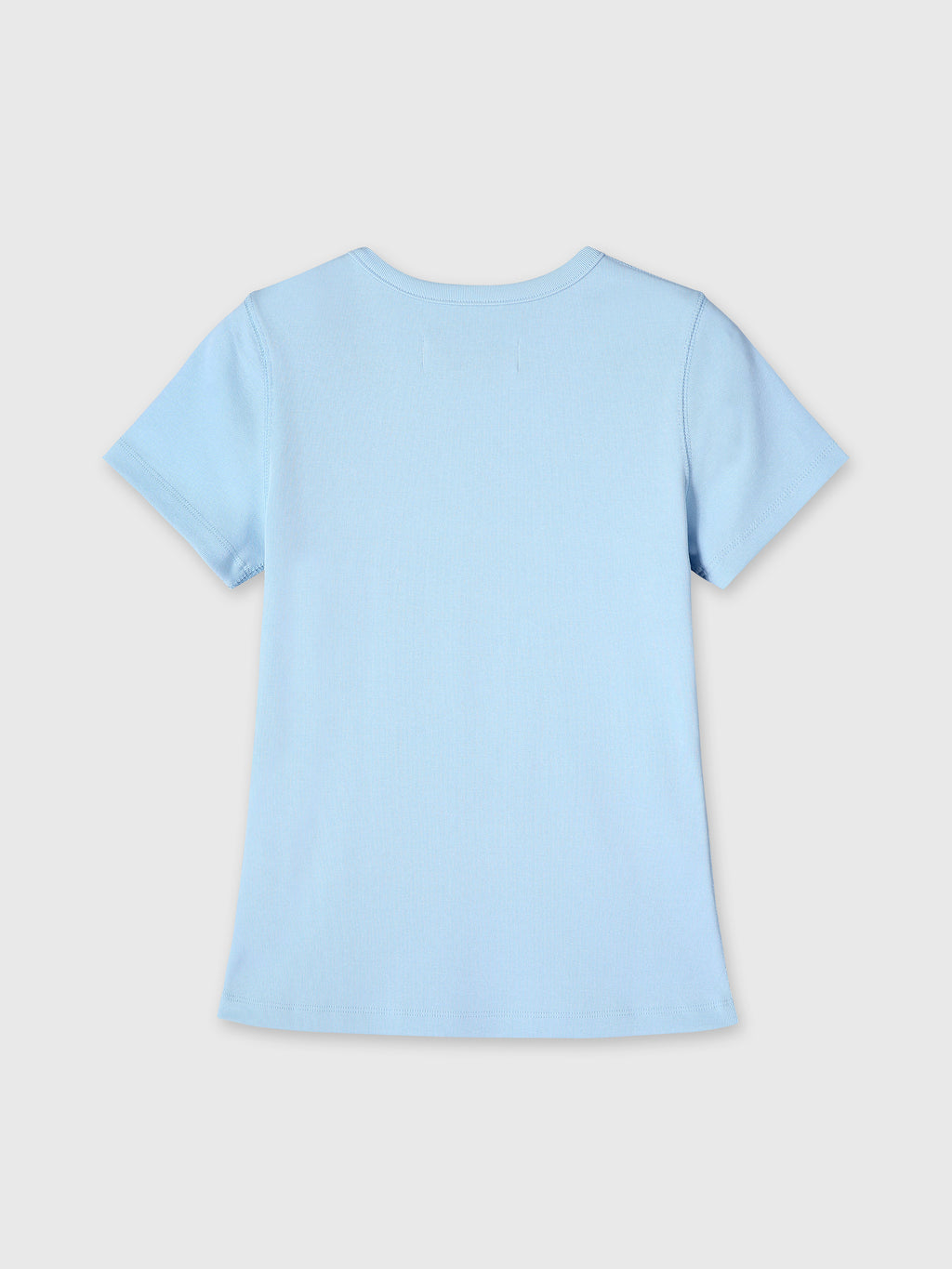 (W) RIBBED HALF SLEEVE T-SHIRTS_ LIGHT BLUE