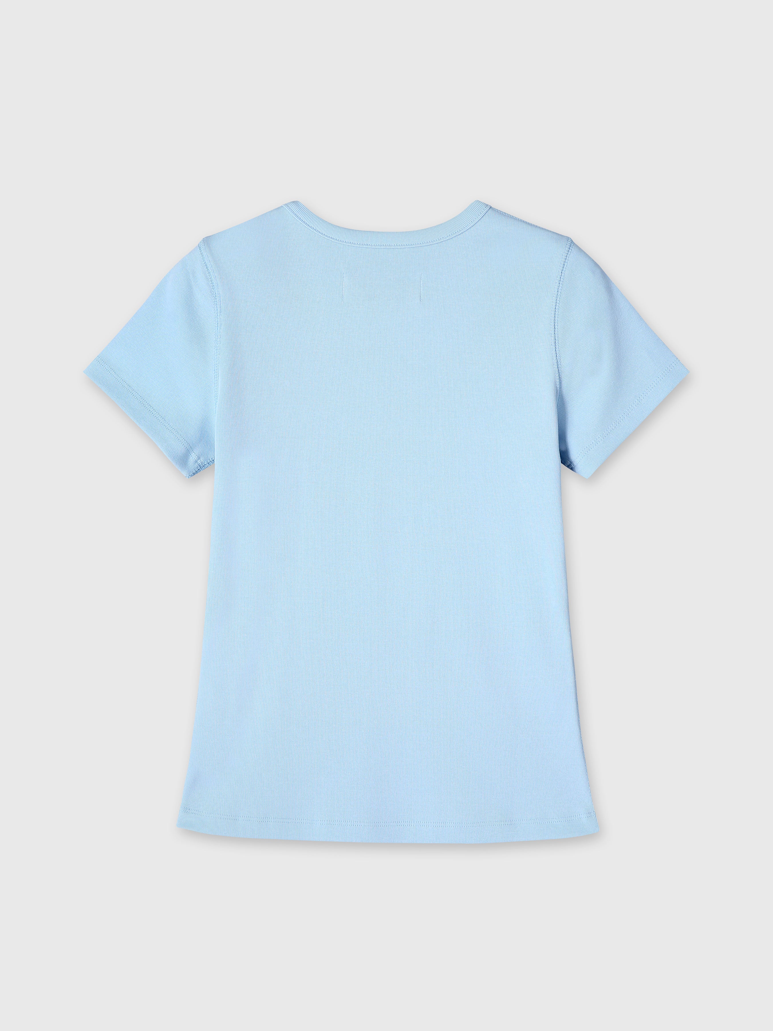 (W) RIBBED HALF SLEEVE T-SHIRTS_ LIGHT BLUE